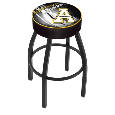 Holland Bar Stool Co 25" Appalachian State Cushion Seat, Blk Wrinkle Base Swivel Bar Stool L8B125AppStU-D2
